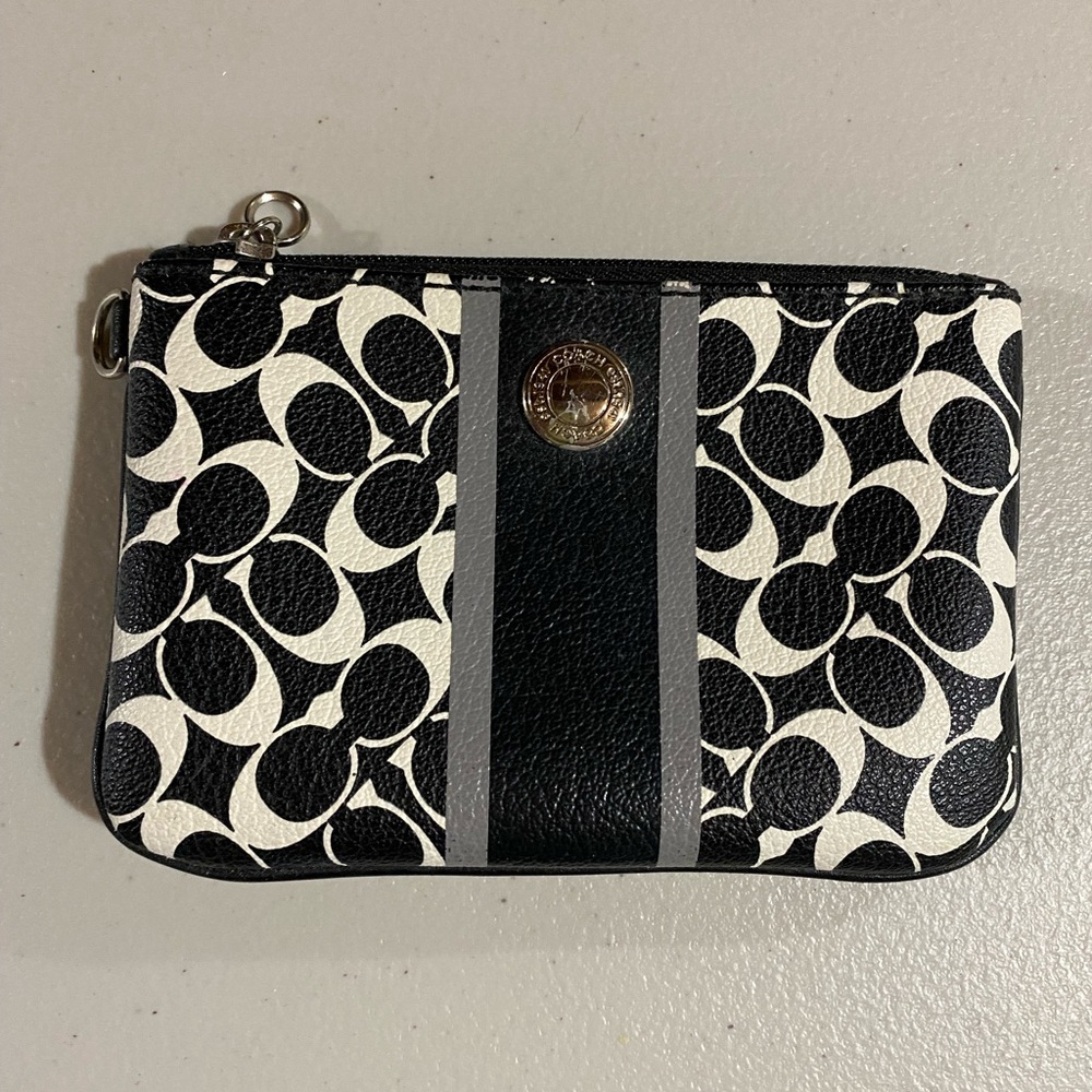 Coach black & white accessory pouch.  Good condition.